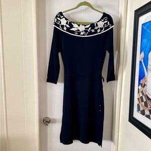 Elegant Black and Cream Dress with Floral Embroidery